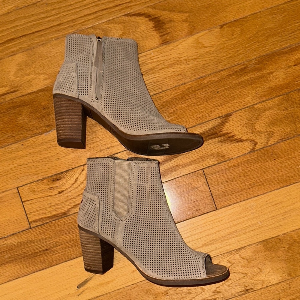 Beige Perforated Ankle Boots
